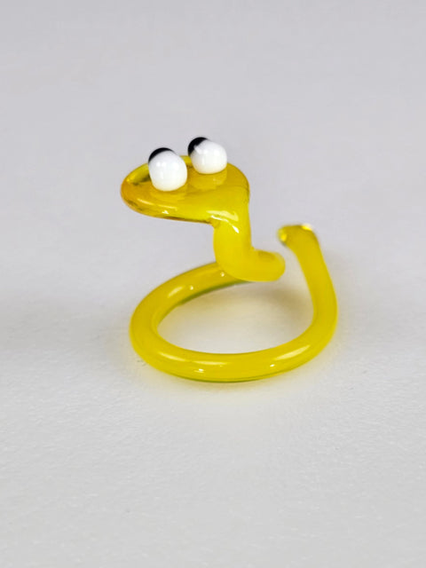 Yellow Glass Snake Figurine, Handmade Murano Quality Design - Small