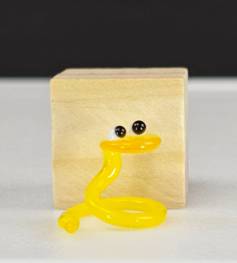 Yellow Glass Snake Figurine, Handmade Murano Quality Design - Small