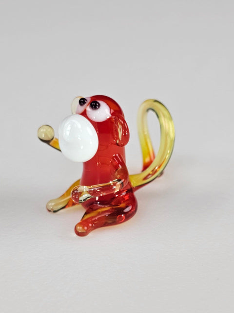 Red Glass Monkey Figurine, Handmade Murano Quality Design - Small