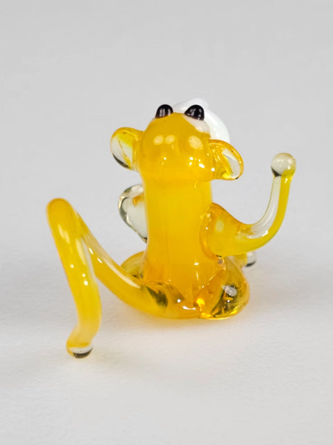 Yellow Glass Monkey Figurine, Handmade Murano Quality Design - Small