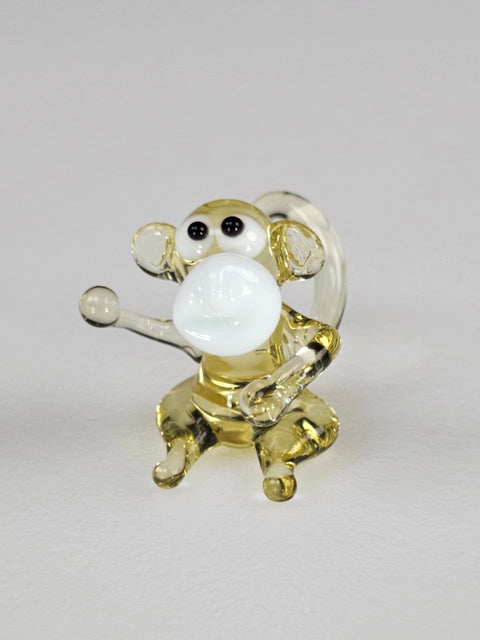 Amber Glass Monkey Figurine, Handmade Murano Quality Design - Small