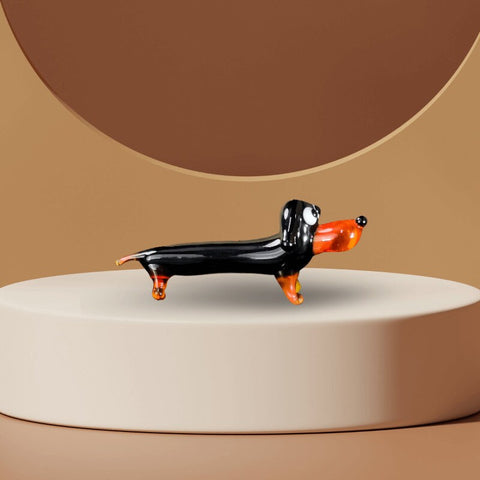 Glass Dachshund Figurine, Handmade Murano Quality Design - Small