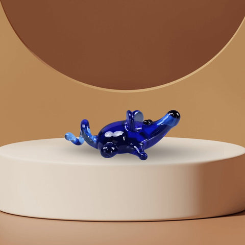 Blue Glass Mouse Figurine, Handmade Murano Quality Design - Small