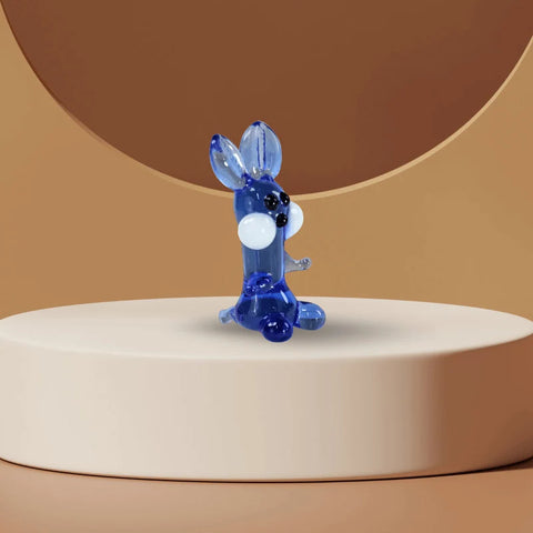 Blue Glass Rabbit Figurine, Handmade Murano Quality Design - Small