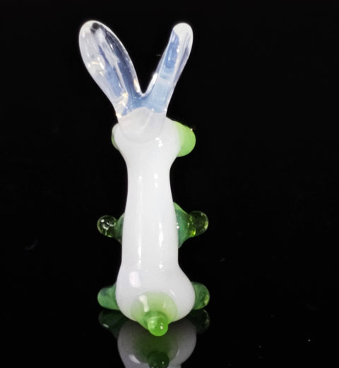 Green Glass Rabbit Figurine, Handmade Murano Quality Design - Small