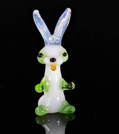 Green Glass Rabbit Figurine, Handmade Murano Quality Design - Small