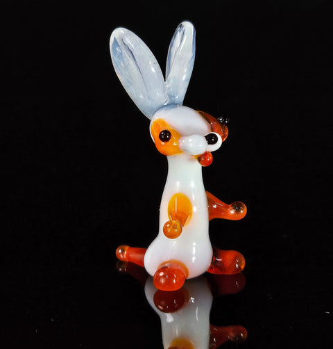 Orange Glass Rabbit  Figurine, Handmade Murano Quality Design - Small