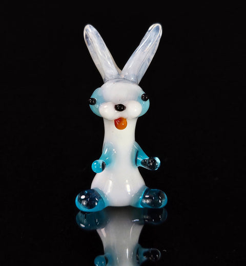 Light Blue Glass Bunny Figurine, Handmade Murano Quality Design - Small