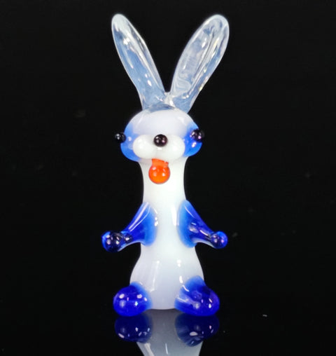 Blue Glass Rabbit Figurine, Handmade Murano Quality Design - Small