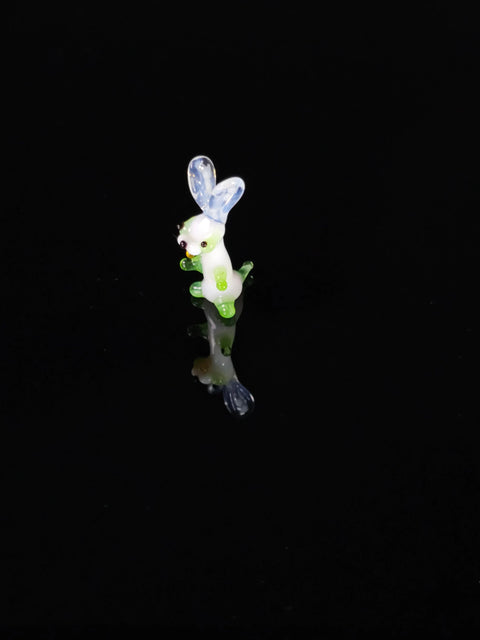 Green Glass Rabbit Figurine, Handmade Murano Quality Design - Small