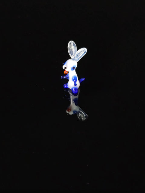 Blue Glass Rabbit Figurine, Handmade Murano Quality Design - Small