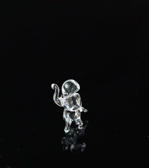 Clear Glass Elephant Figurine, Handmade Murano Quality Design - Small