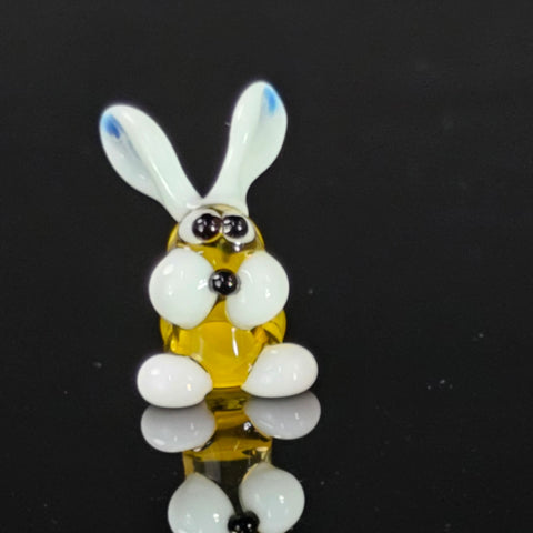 Amber Glass Bunny Rabbit Figurine, Handmade Murano Quality Design - Small