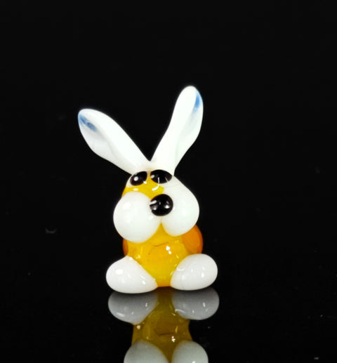 Orange Glass Bunny Rabbit Figurine, Handmade Murano Quality Design - Small