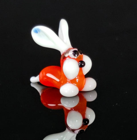 Red Glass Bunny Rabbit Figurine, Handmade Murano Quality Design - Small