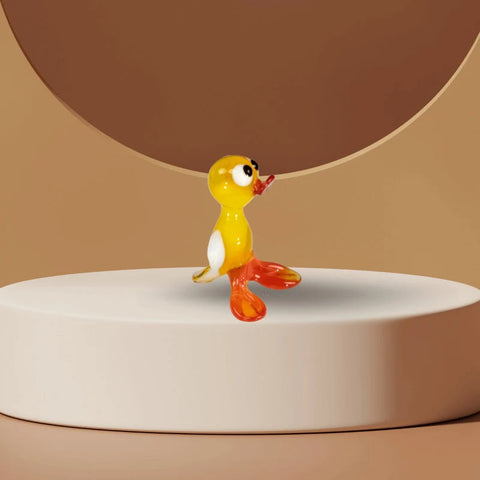 Yellow Glass Duck Figurine, Handmade Murano Quality Design - Small