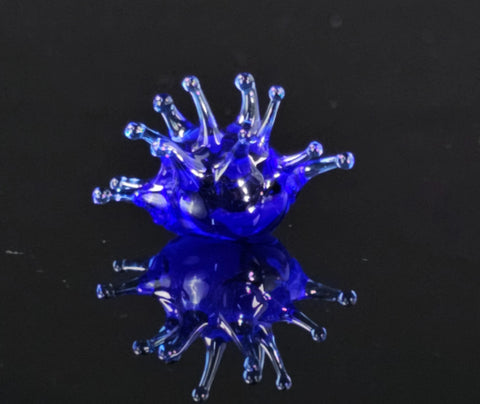 Blue Glass Sea Urchin Figurine, Handmade Murano Quality Design - Small