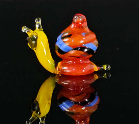 Red Glass Snail Figurine, Handmade Murano Quality Design - Small