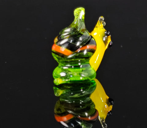 Green Glass Snail Figurine, Handmade Murano Quality Design - Small