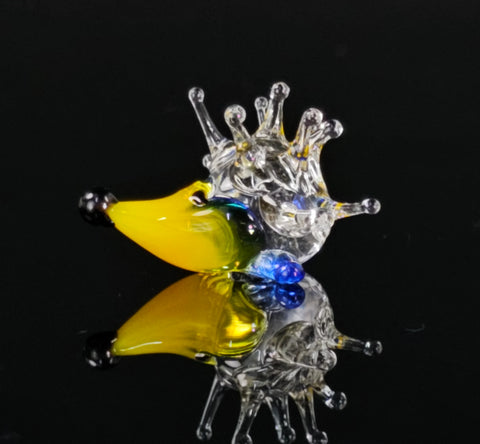 Yellow Glass Porcupine Figurine, Handmade Murano Quality Design - Small