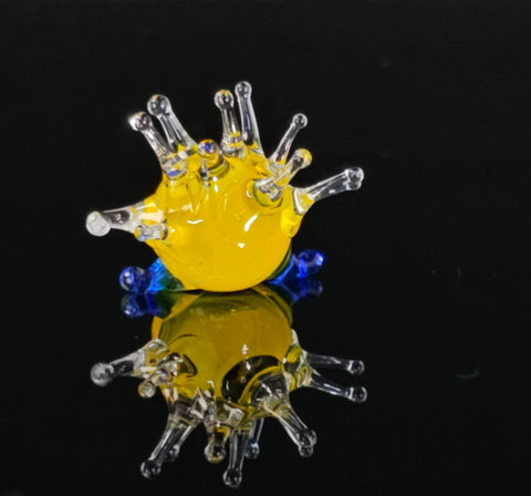 Yellow Glass Porcupine Figurine, Handmade Murano Quality Design - Small