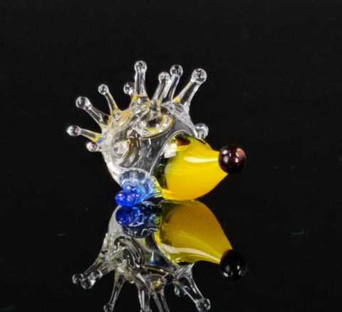 Yellow Glass Porcupine Figurine, Handmade Murano Quality Design - Small