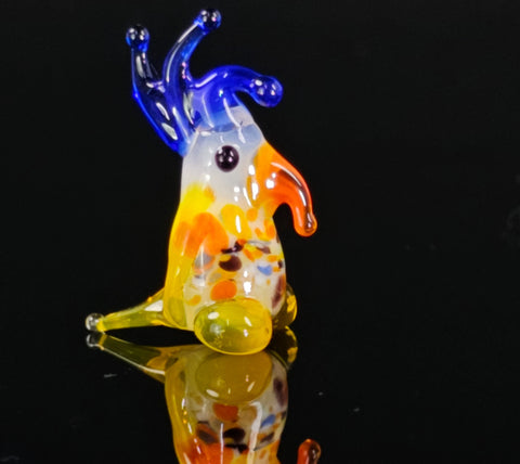 Blue Glass Parakeet Figurine, Handmade Murano Quality Design - Small