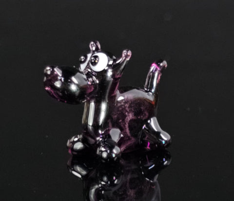 Purple Glass Scotty Dog Figurine, Handmade Murano Quality Design - Small