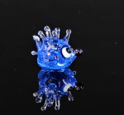 Light Blue Glass Sea Urchin Figurine, Handmade Murano Quality Design - Small