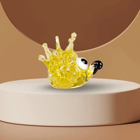 Amber Glass Sea Urchin Figurine, Handmade Murano Quality Design - Small