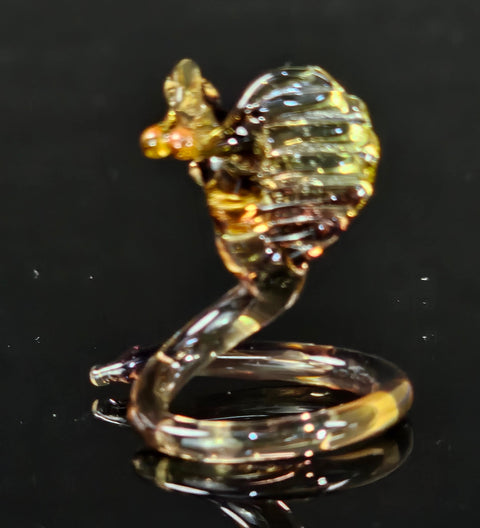 Amber Glass Cobra Figurine, Handmade Murano Quality Design - Small