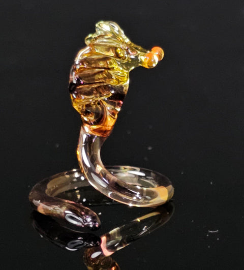 Amber Glass Cobra Figurine, Handmade Murano Quality Design - Small