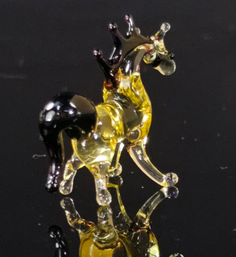 Amber Glass Horse Figurine, Handmade Murano Quality Design - Small