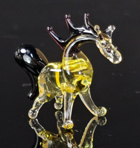 Amber Glass Horse Figurine, Handmade Murano Quality Design - Small