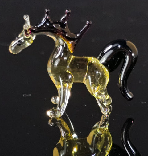 Amber Glass Horse Figurine, Handmade Murano Quality Design - Small