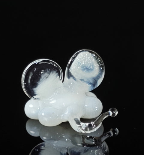 White Glass Mouse Figurine, Handmade Murano Quality Design - Small