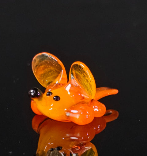 Orange Glass Mouse Figurine, Handmade Murano Quality Design - Small