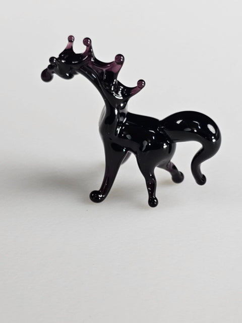 Black Glass Horse Figurine, Handmade Murano Quality Design - Small