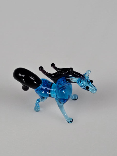 Blue Glass Horse Figurine, Handmade Murano Quality Design - Small