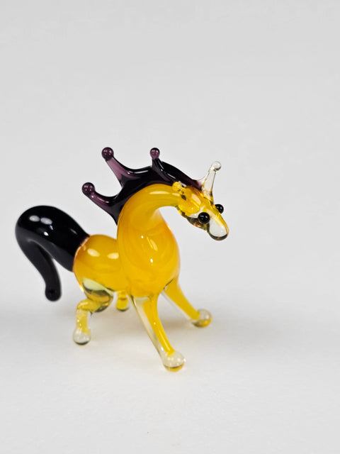 Yellow Glass Horse Figurine, Handmade Murano Quality Design - Small