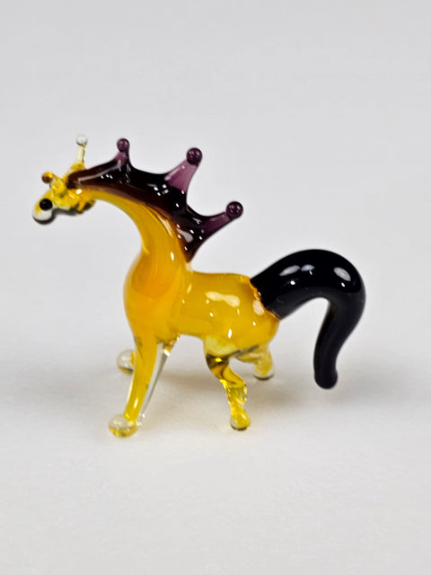 Yellow Glass Horse Figurine, Handmade Murano Quality Design - Small