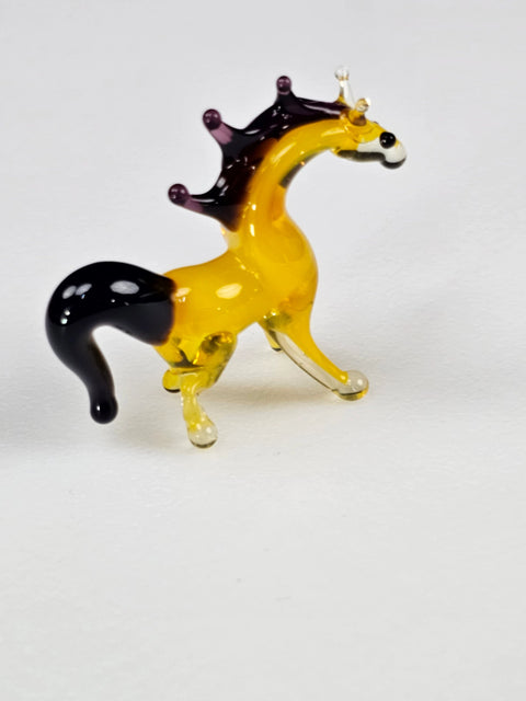 Yellow Glass Horse Figurine, Handmade Murano Quality Design - Small