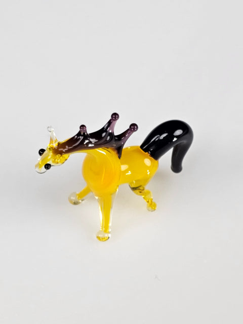 Yellow Glass Horse Figurine, Handmade Murano Quality Design - Small