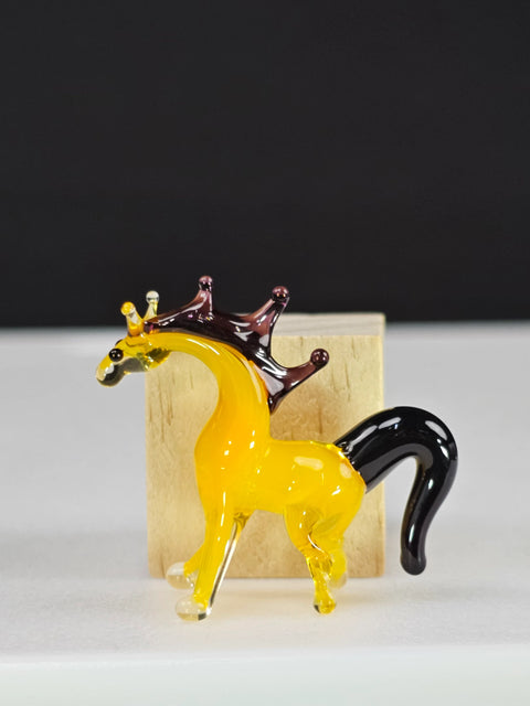 Yellow Glass Horse Figurine, Handmade Murano Quality Design - Small