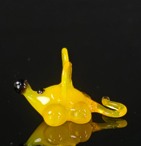 Yellow Glass Mouse Figurine, Handmade Murano Quality Design - Small