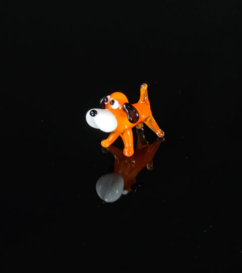 Orange Glass Dog Figurine, Handmade Murano Quality Design - Small