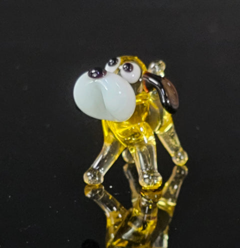 Amber Glass Dog Figurine, Handmade Murano Quality Design - Small