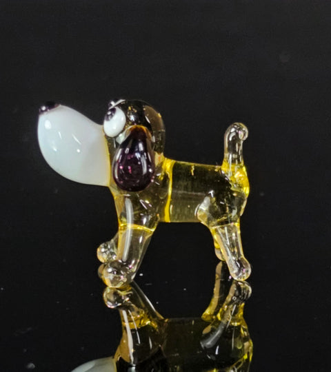 Amber Glass Dog Figurine, Handmade Murano Quality Design - Small