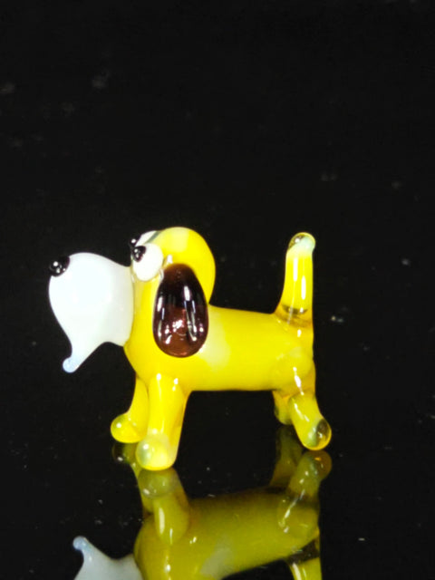 Yellow Glass Dog Figurine, Handmade Murano Quality Design - Small