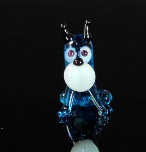 Light Blue Glass Dog Figurine, Handmade Murano Quality Design - Small